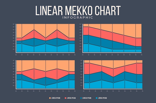 Gratis vector lineaire mekko grafieksjabloon infographic