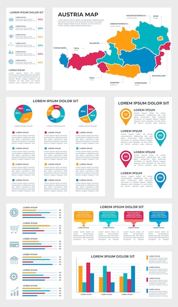 Lineaire Oostenrijk kaart infographic