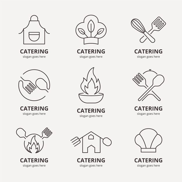 Lineaire platte cateringlogo's