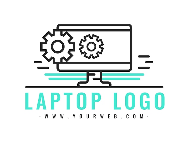 Lineaire platte laptop logo sjabloon