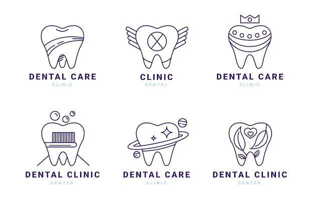 Lineaire platte tandheelkundige logo-collectie