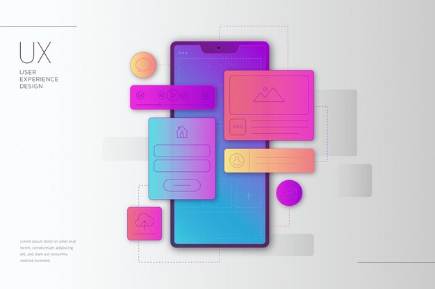 Lineaire platte ui/ux-achtergrond