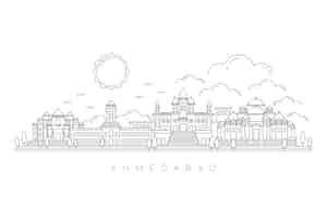 Gratis vector lineaire skyline van ahmedabad