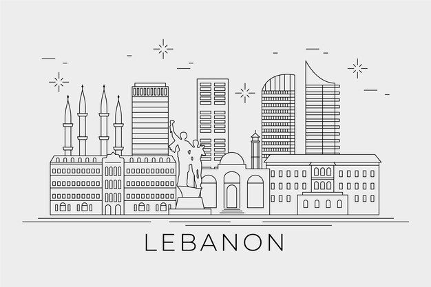 Lineaire vlakke skyline van Libanon