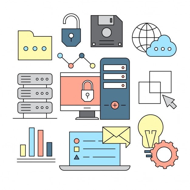 Linear Style Vector Elements Zaken En Web Icon Set kleurrijke achtergronden