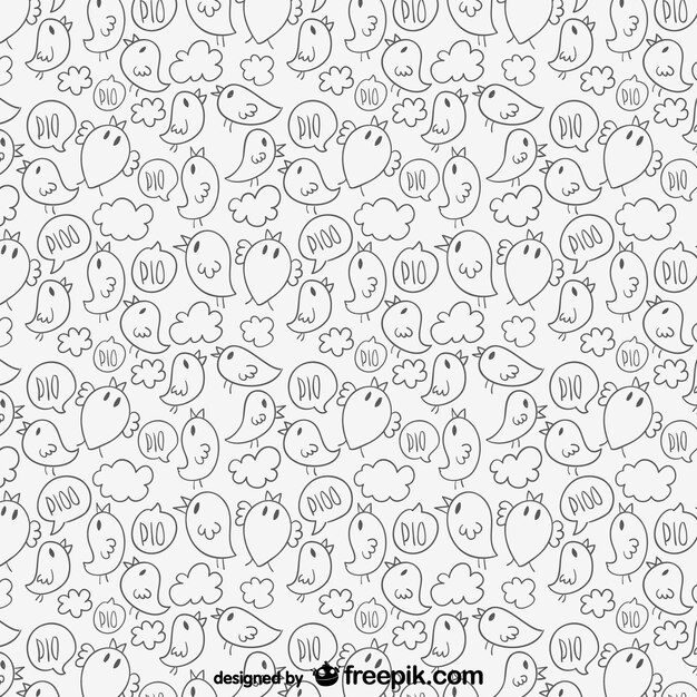 Lineart vogels vector patroon