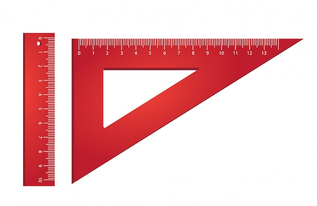 Gratis vector liniaal en driehoek. meten, gereedschappen, geometrie.