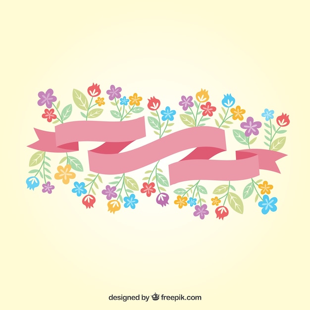 Gratis vector lint met lentebloemen