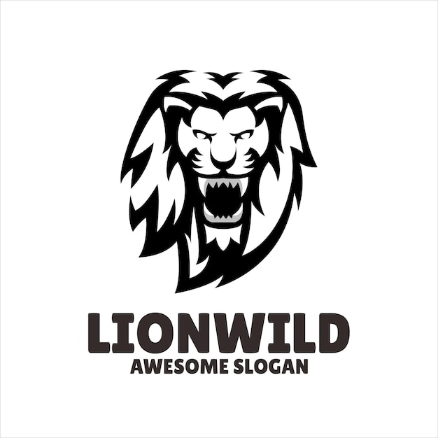 Lion eenvoudige mascotte logo ontwerp illustratie