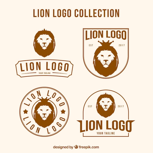 Gratis vector lion logo's met verschillende composities