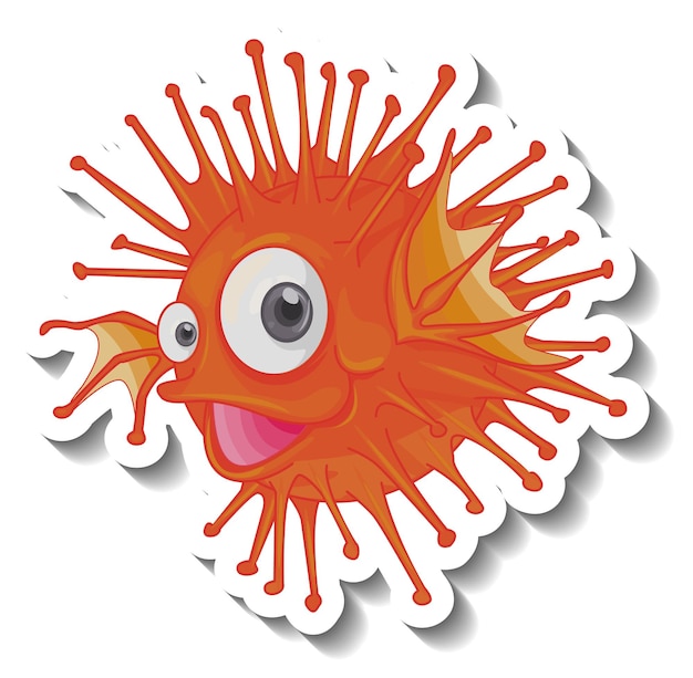 Gratis vector lionfish zee dier cartoon sticker