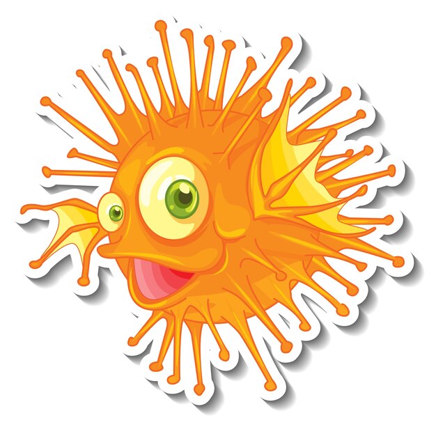 Lionfish zee dier cartoon sticker