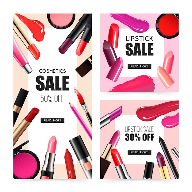 Lip make-up realistische verkoop banners