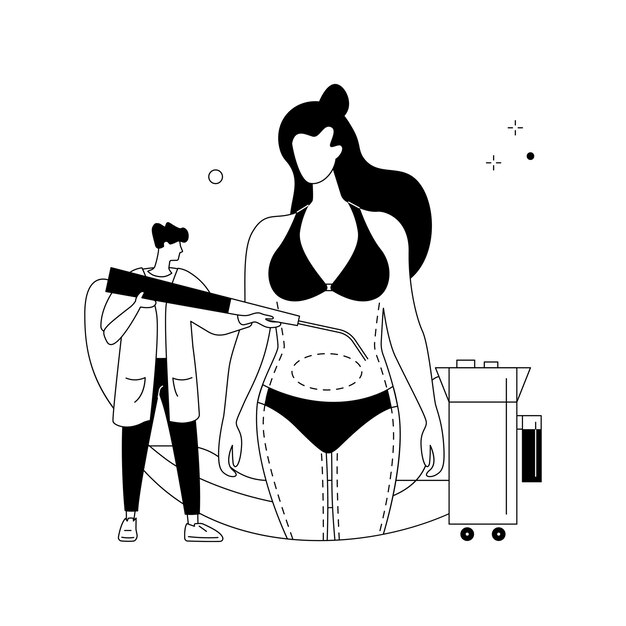 Liposuctie abstract begrip vectorillustratie Lipo procedure vacuüm uit vet verwijderen plastische chirurgie lichaam contouren schoonheid standaard gewichtsverlies liposuctie alternatieven abstracte metafoor