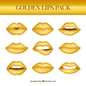 Lippenverzameling in gouden kleur