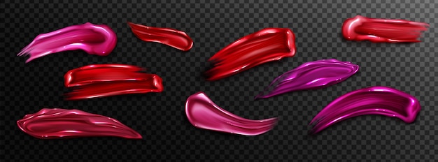 Gratis vector lipstick-stalen, vlekken van vloeibare lipgloss