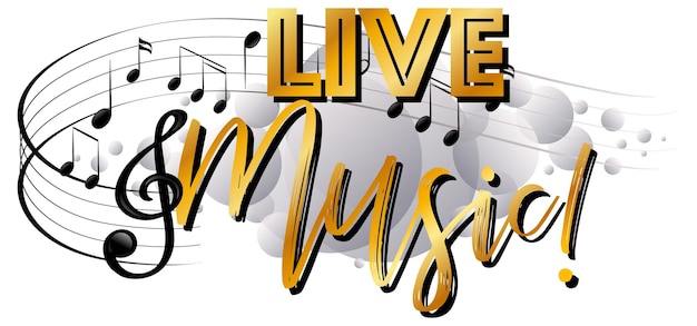 Gratis vector live muziek gouden handgetekende lettertypeontwerp