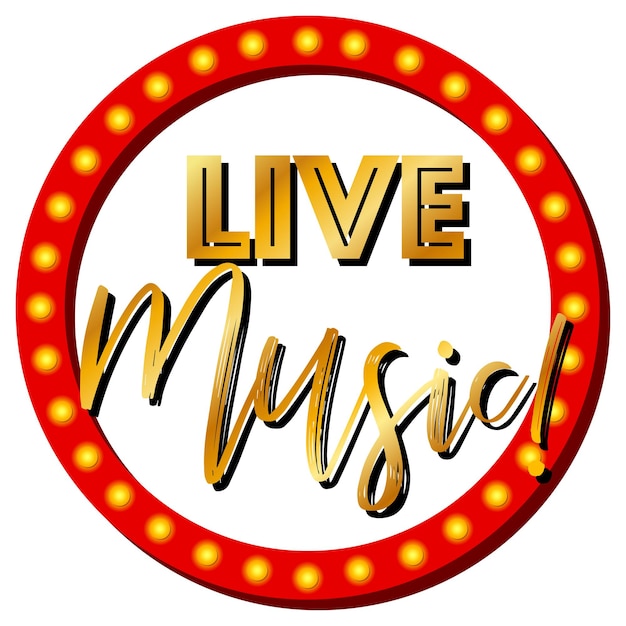 Gratis vector live muziek logo-ontwerp met rood licht cirkelframe