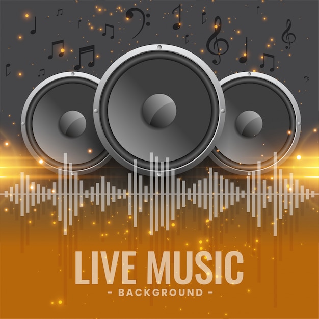 Gratis vector live muziekconcertbanner met luidsprekers