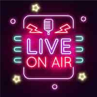 Gratis vector live on air neon frame