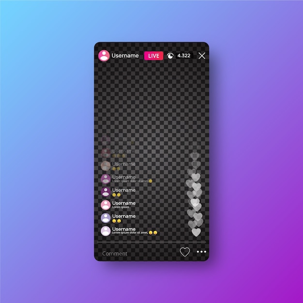 Gratis vector live stream instagram interface ontwerp