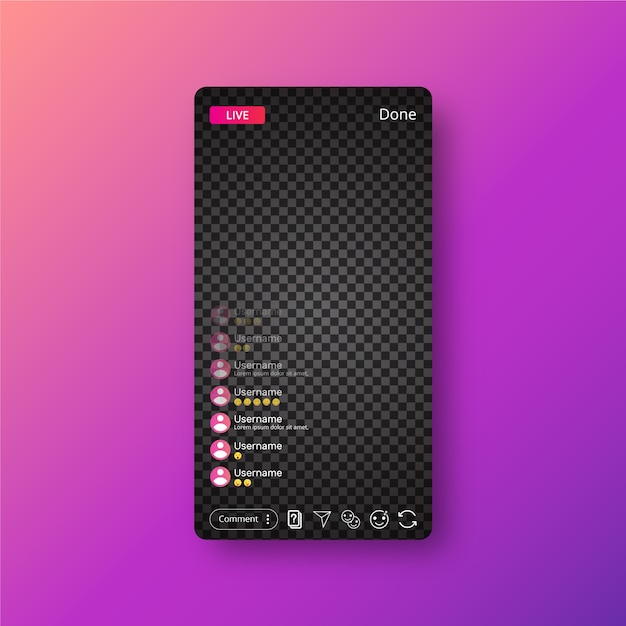 Gratis vector live stream instagram interface thema