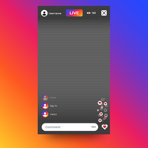 Gratis vector live stream instagram-interface