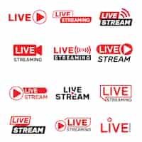 Gratis vector live stream knoppen ingesteld