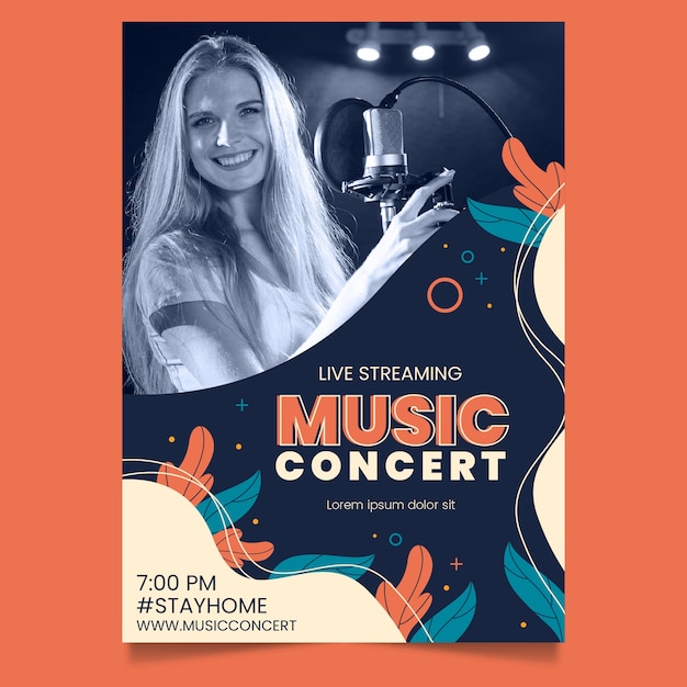 Gratis vector live stream muziek concert poster