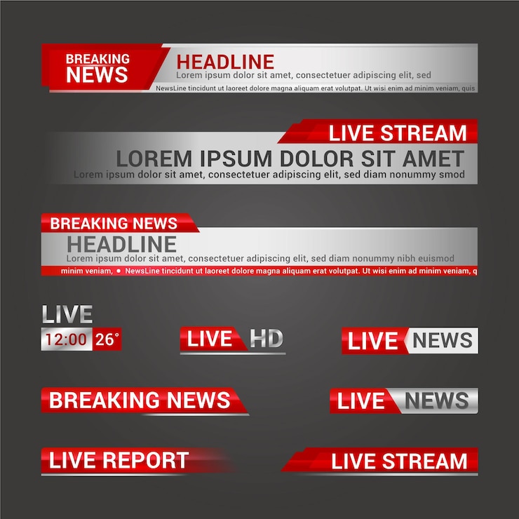 Gratis Vector live stream nieuws banners sjabloon