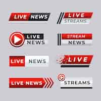 Gratis vector live stream nieuwsbanners