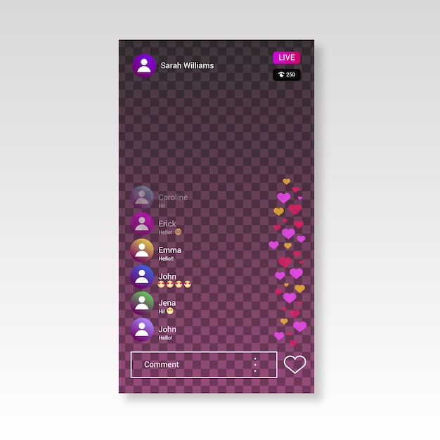 Live streaming instagram interface concept