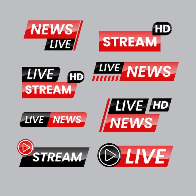 Gratis vector live streams nieuws banners sjabloon