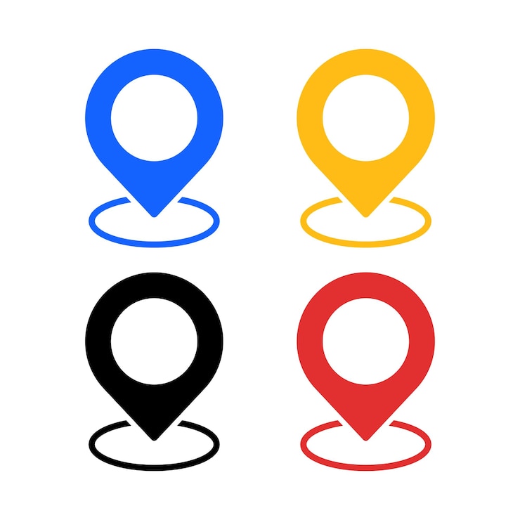 Gratis Vector locatie pinnen set van vier meerdere kleuren