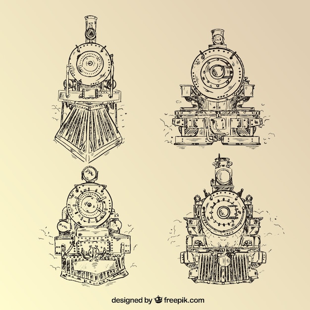 Gratis vector locomotief handgetekend ontwerp