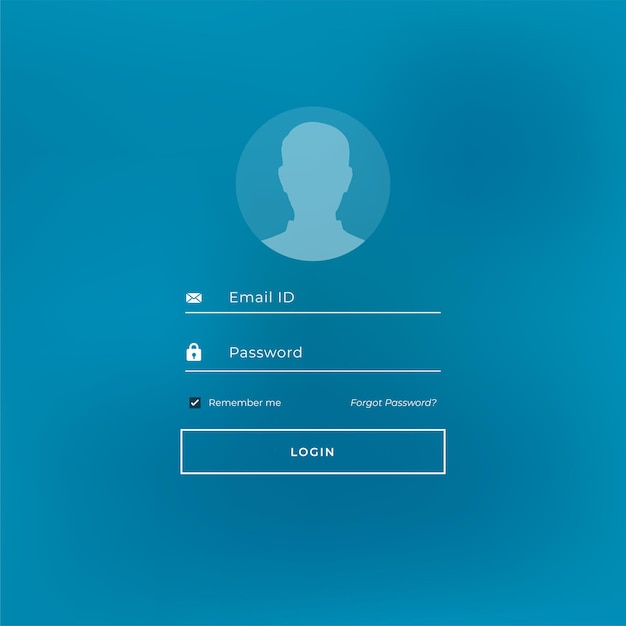 Gratis vector login tamplate in blauw thema