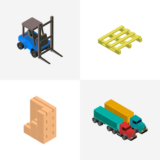 Gratis vector logistiek bedrijfs industrieel geïsoleerd pictogram op achtergrond