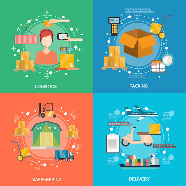 Gratis vector logistiek concept icons set