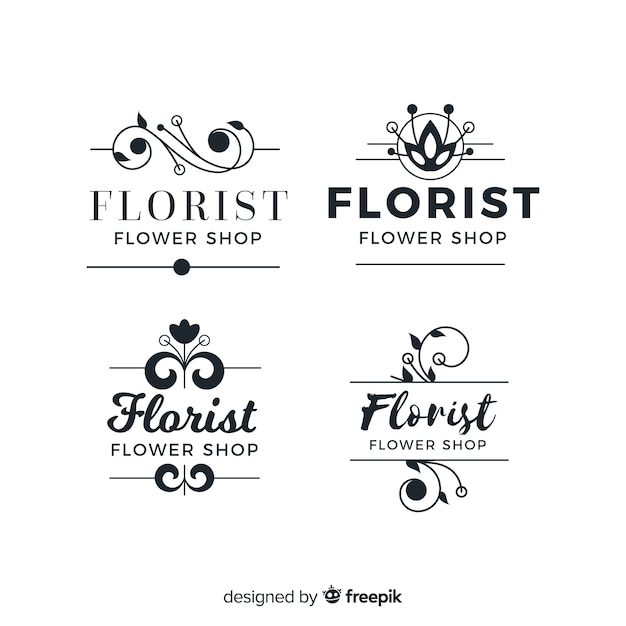 Gratis vector logo-collectie voor bruiloft bloemist
