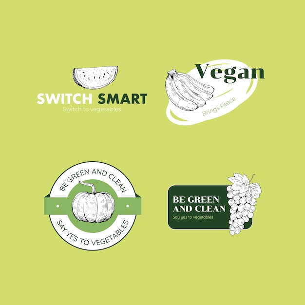 Logo met veganistisch voedselconceptontwerp voor merk.