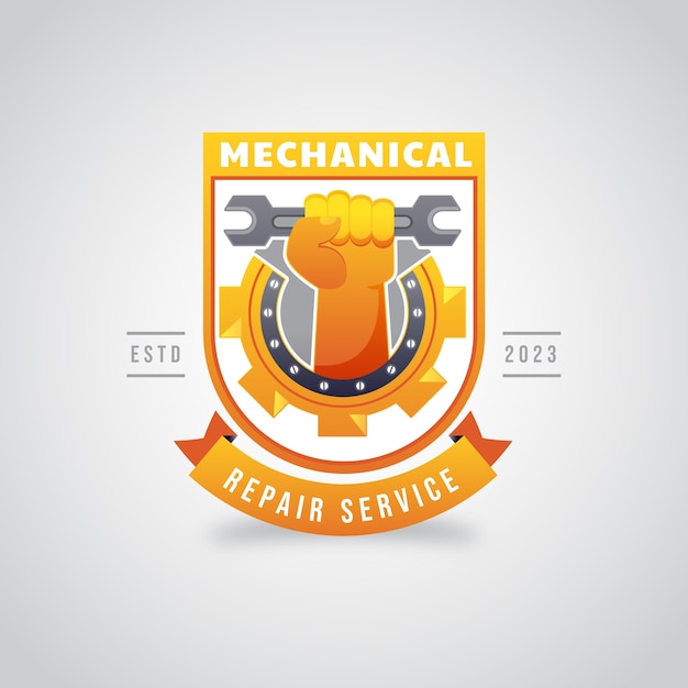 Gratis vector logo-ontwerp voor mechanische reparatie