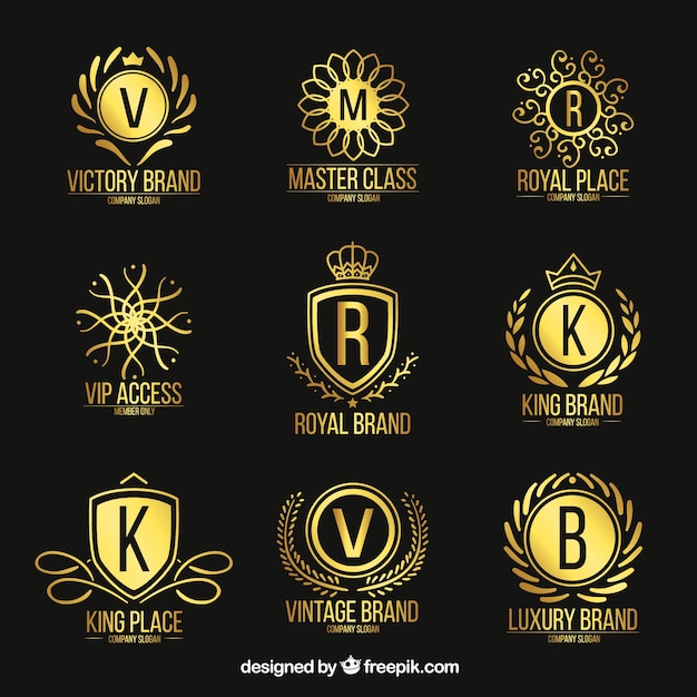 Gratis vector logo's collectie met vintage en luxe stijl