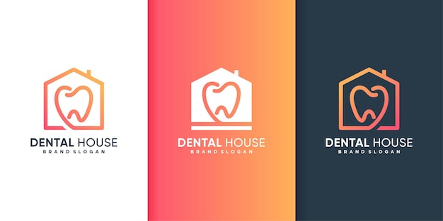 Logo sjabloon voor tandheelkundige huis met modern creatief concept premium vector