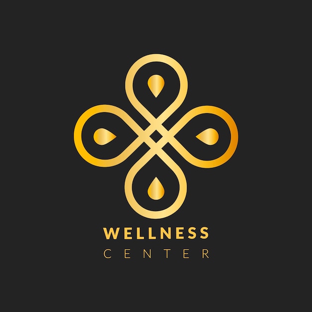 Gratis vector logo sjabloon voor wellnesscentrum, gouden professionele ontwerpvector