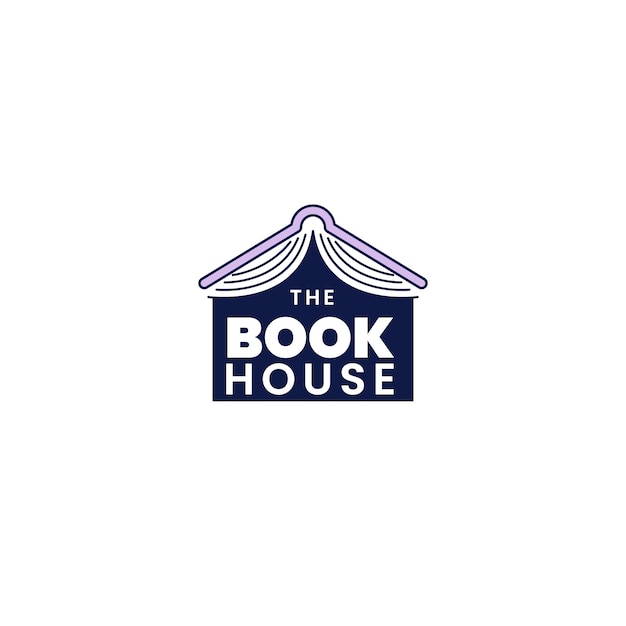 Gratis vector logo van een boekwinkel met plat ontwerp