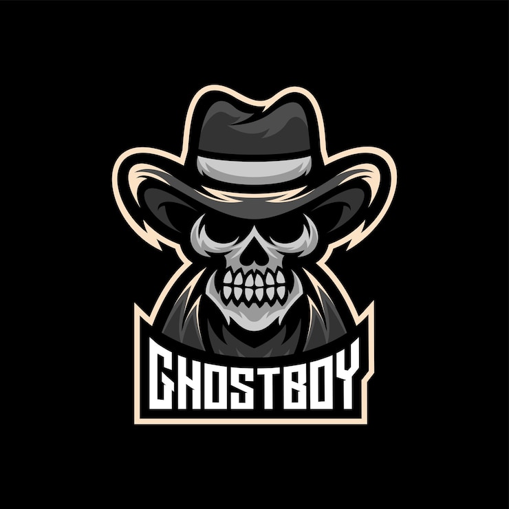 Gratis Vector logo van ghostboy skull gaming
