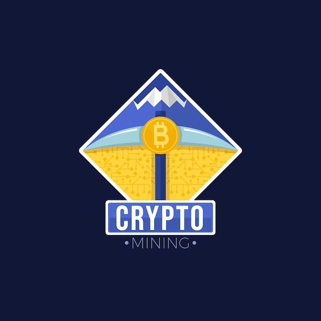 Gratis vector logo voor crypto-mijnbouw met plat ontwerp