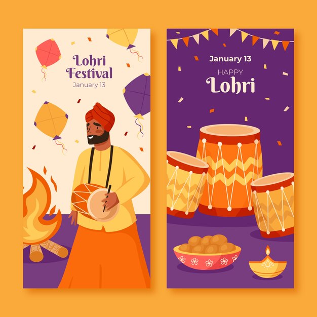 Gratis vector lohri festival intagram-sjabloon