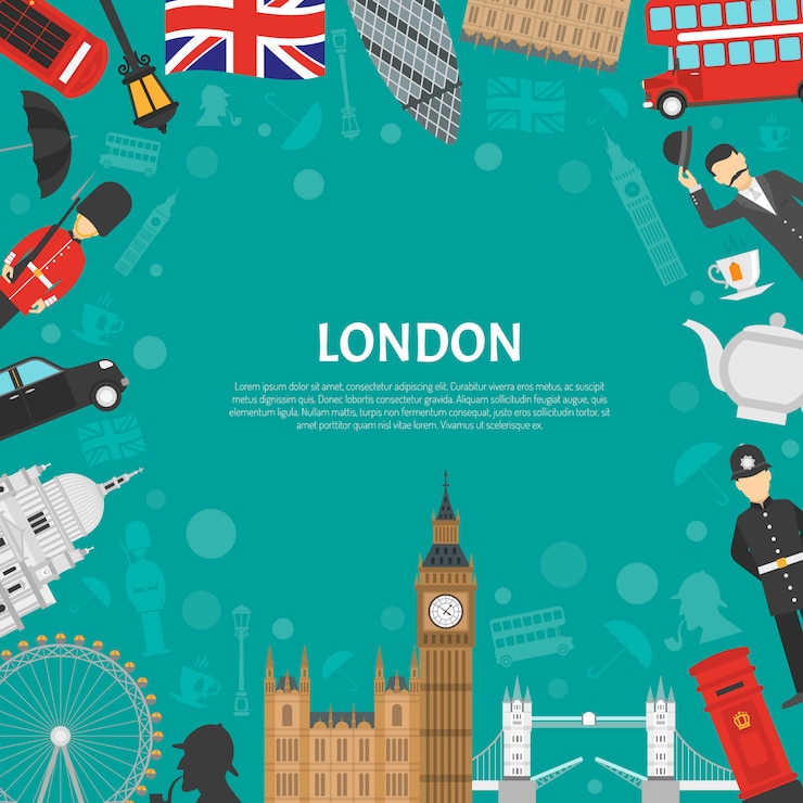 Gratis Vector london city frame achtergrond platte poster