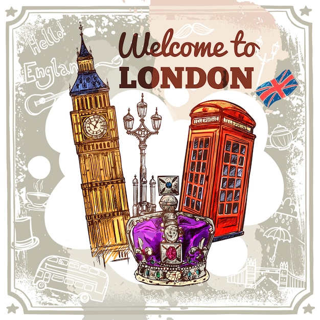 Gratis vector london sketch poster